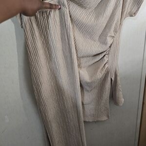 Beige Textured Drape Dress